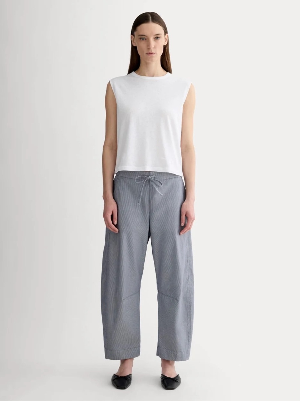 NWOT Everlane The Easy Barrel Pant in Dark Denim Pinstripe